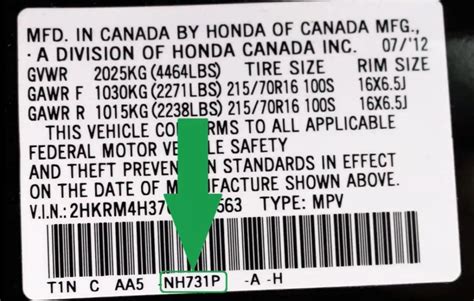 how to find honda paint code